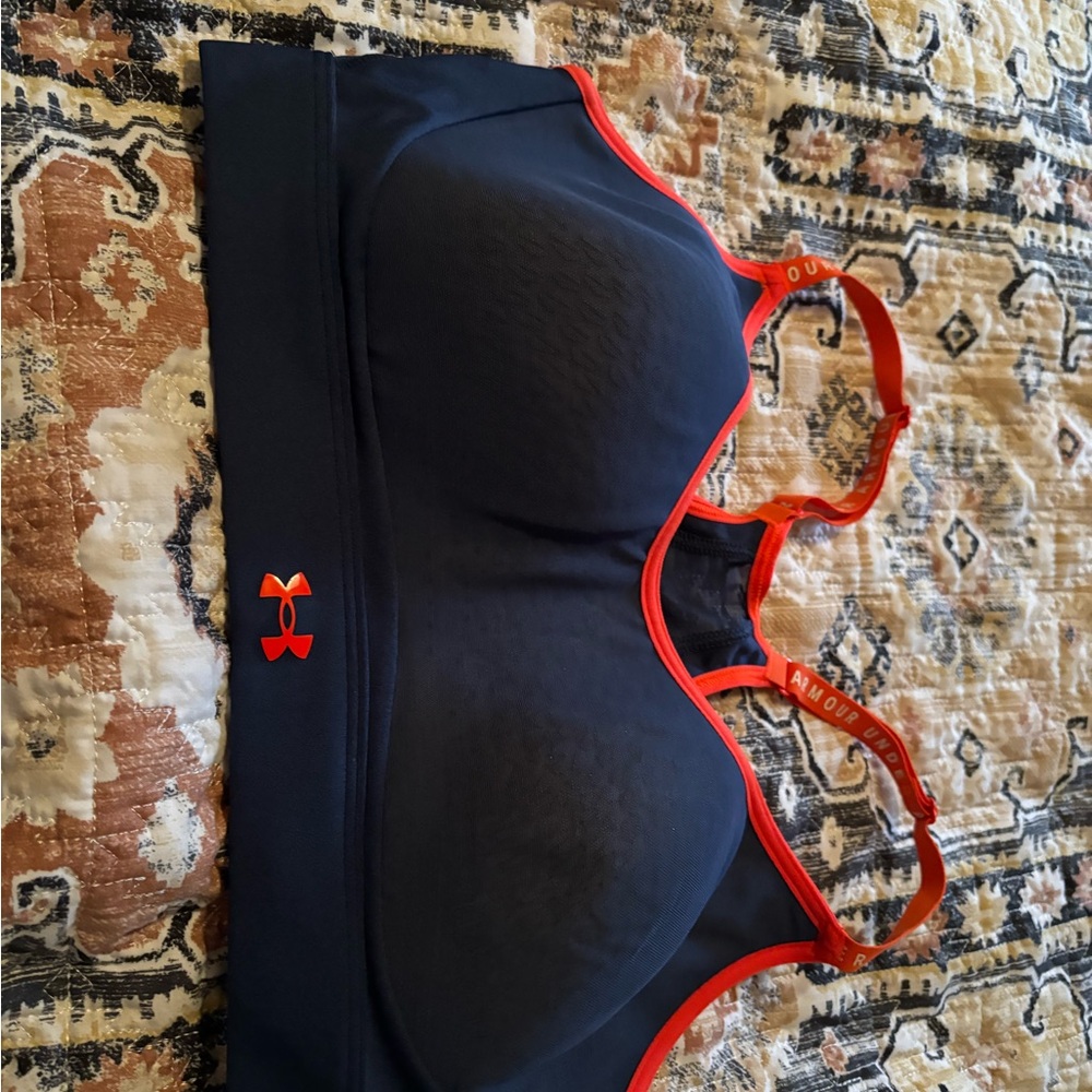 Under Armour Dark Blue Bra with Bright Red Trim